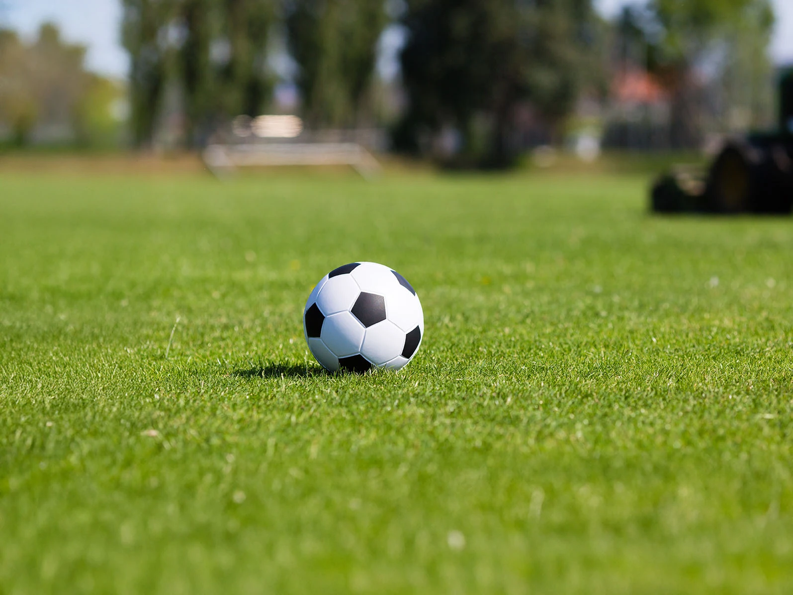 Fußball der auf einer Rasenfläche liegt